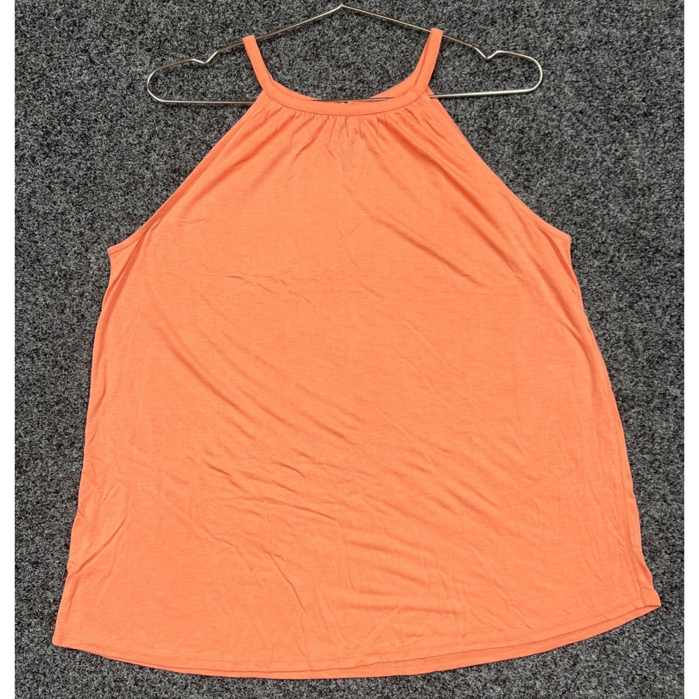 Ann Taylor LOFT Halter Tank Top Womens Medium Coral Orange Sleeveless Keyhole